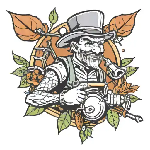 Jango from pipes mint leaves tattoo design idea