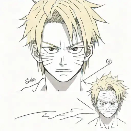 sanji eyebrow, luffy eye scars and zoro eye scar cover tattoo design idea