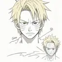 sanji eyebrow, luffy eye scars and zoro eye scar cover tattoo design idea