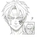 sanji eyebrow, luffy eye scars and zoro eye scar cover tattoo design idea