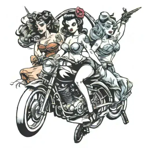pin up girls 4 horsemen tattoo design idea