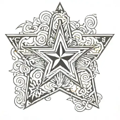 outline of the state of Texas with a star over the Lubbock area tattoo design idea