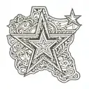 outline of the state of Texas with a star over the Lubbock area tattoo design idea