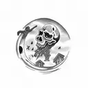 A haunting graveyard scene with tombstones and a full moon tattoo design idea