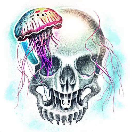 jellyfish skull tattoo design idea