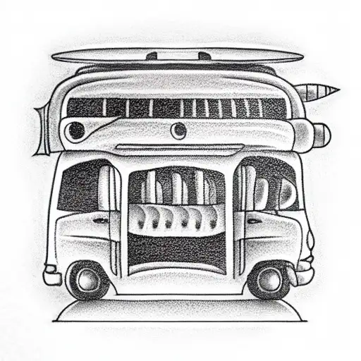 micro bus in the form of a loaf of bread tattoo design idea