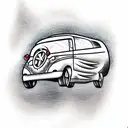 micro bus in the form of a loaf of bread tattoo design idea