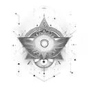 Craft an abstract representation of the third eye, symbolizing inner vision and intuition tattoo design idea