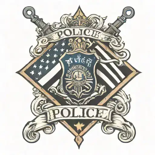 police flag intertwined tattoo design idea