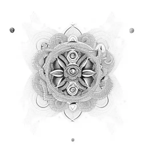A mandala design incorporating cricket equipment and Lord Shiva's iconic snake, representing unity and harmony tattoo design idea