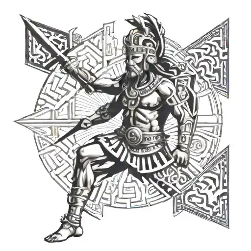 inca warrior runes of machu pichu and sun god and the tattoo design idea