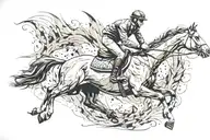 horse jumping tattoo design idea