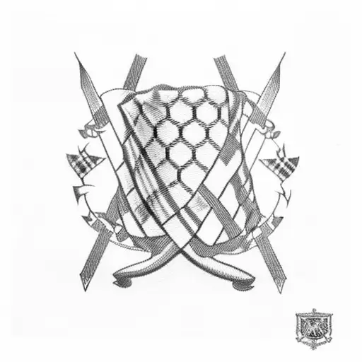 Scottish Flag into the design, Sinclair tartan pattern, Sinclair crest, 2003 roman numerals tattoo design idea