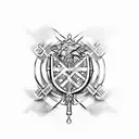 Scottish Flag into the design, Sinclair tartan pattern, Sinclair crest, 2003 roman numerals tattoo design idea