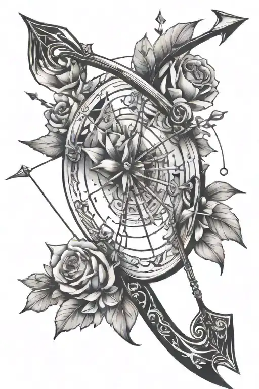 bow and arrow and celestial   tattoo design idea