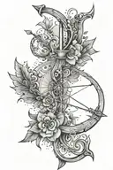 bow and arrow and celestial   tattoo design idea