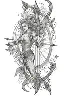 bow and arrow and celestial   tattoo design idea