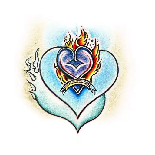 Heart Set ablaze tattoo design idea