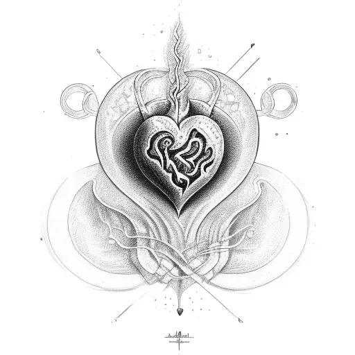 Heart Set ablaze tattoo design idea
