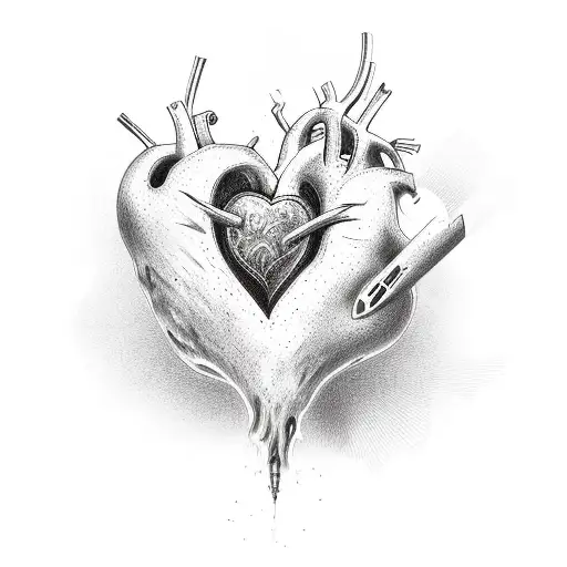 Heart Set ablaze tattoo design idea
