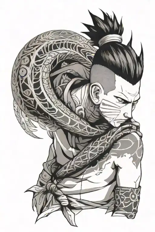 shikamaru nara with his shadows tattoo design idea