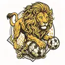 soccer+ lion standing tattoo design idea
