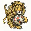 soccer+ lion standing tattoo design idea