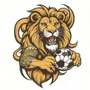 soccer+ lion standing tattoo design idea