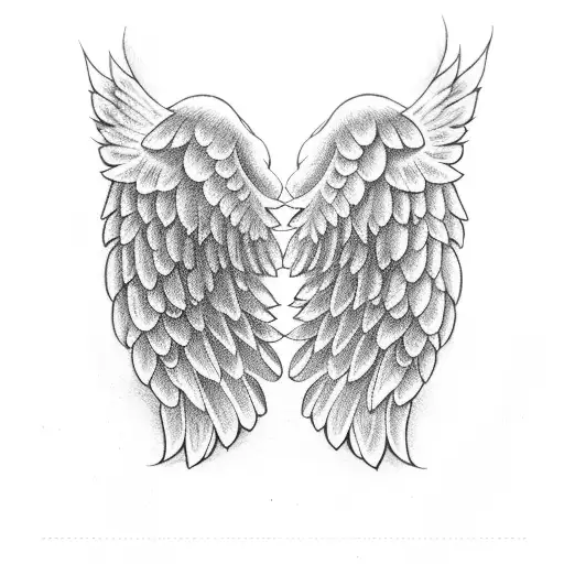 Angel Wings with hands in the middle tattoo design idea