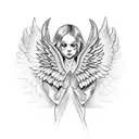 Angel Wings with hands in the middle tattoo design idea