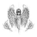 Angel Wings with hands in the middle tattoo design idea