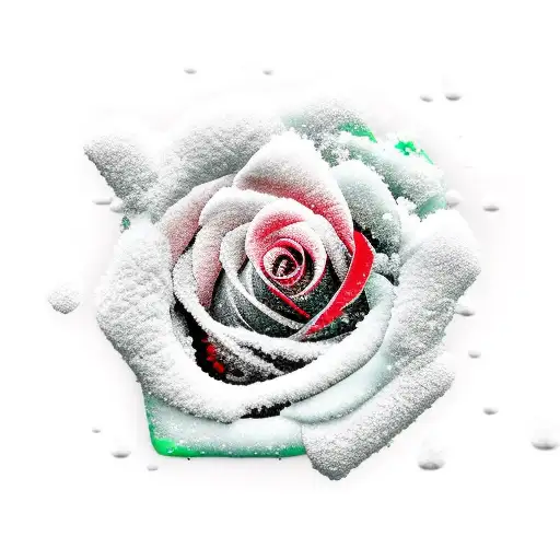 red Rose with green snow tattoo design idea