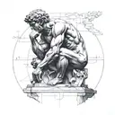 A combination of The Thinker, The David, and Atlas sculptures  tattoo design idea