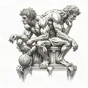 A combination of The Thinker, The David, and Atlas sculptures  tattoo design idea