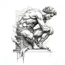 A combination of The Thinker, The David, and Atlas sculptures  tattoo design idea