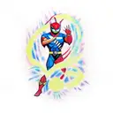 A tattoo of Captain Planet and the Power Rangers joining forces tattoo design idea
