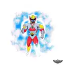 A tattoo of Captain Planet and the Power Rangers joining forces tattoo design idea