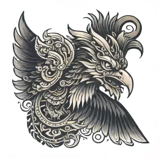 garuda with sun tattoo design idea