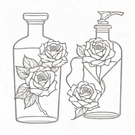 rose, danger, and poison bottle  tattoo design idea