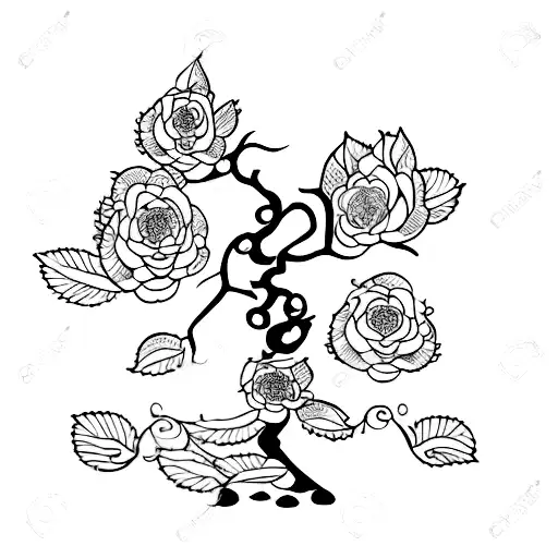 An elegant accounting ledger merging with a blossoming cherry tree symbolizing growth and balance tattoo design idea