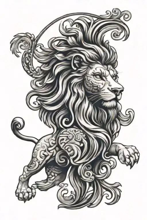 Lion zeus versace logo tattoo design idea