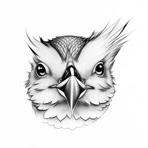 three little fat bird's sitting on tree branch  tattoo design idea