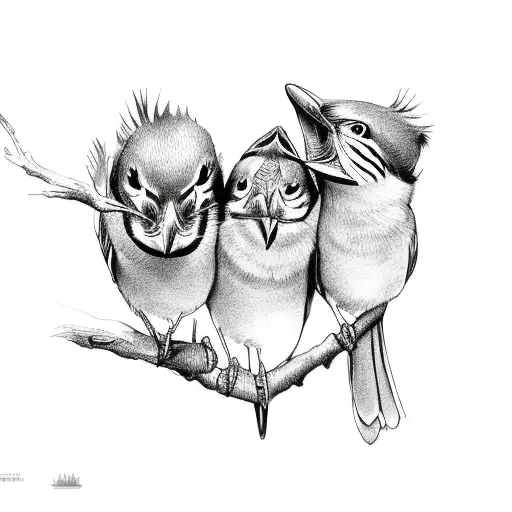three little birds sitting on a tree  tattoo design idea
