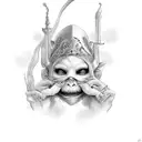 Hear no evil, see no evil, speak no evil angels tattoo design idea