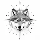 Wolf compass tattoo design idea