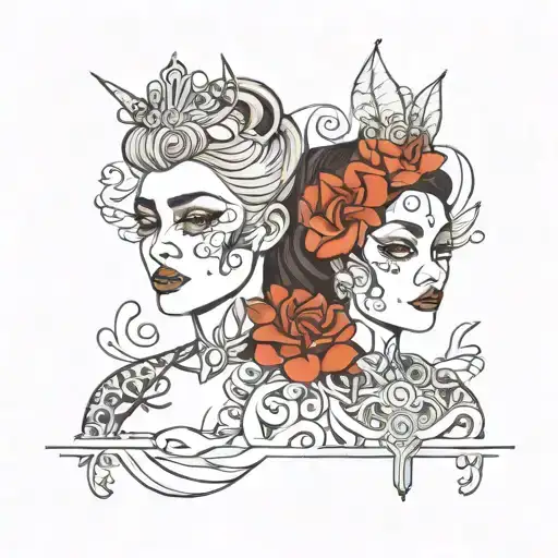 portrait of sister and nephew tattoo design idea