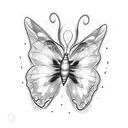 butterfly with initials GF in the wings tattoo design idea