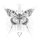 butterfly with initials GF in the wings tattoo design idea