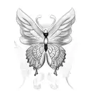 butterfly with initials GF in the wings tattoo design idea