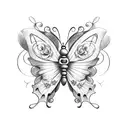butterfly with initials GF in the wings tattoo design idea